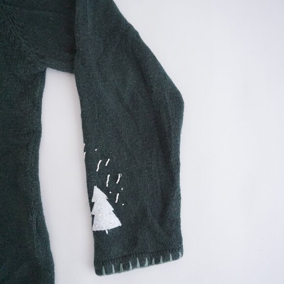 Vintage Christopher & Banks Green Hand-Embroidered Sweater Cabincore Winter L - Picture 5 of 10